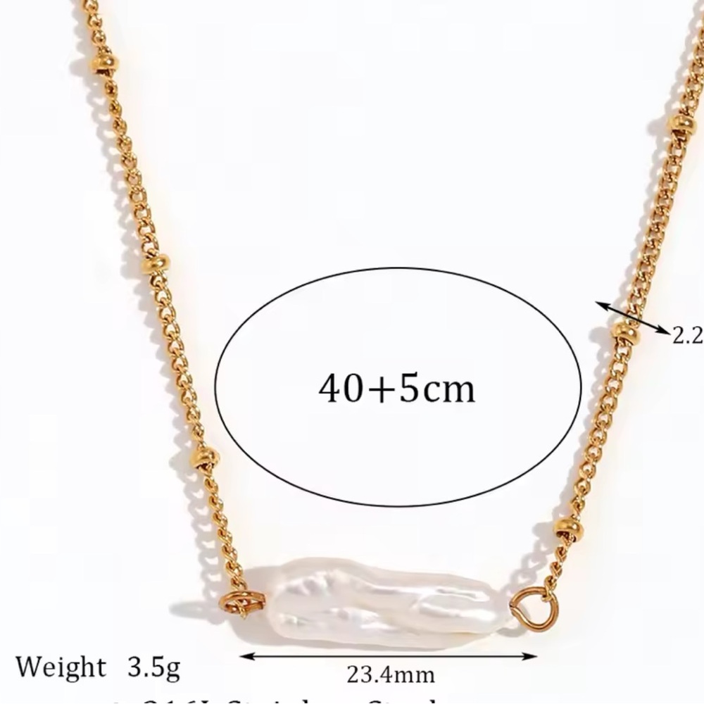 18K Gold Plated Baroque Pearl Necklace*Satellite Bubble Ball Chain Dainty*MJ - Picture 4 of 4